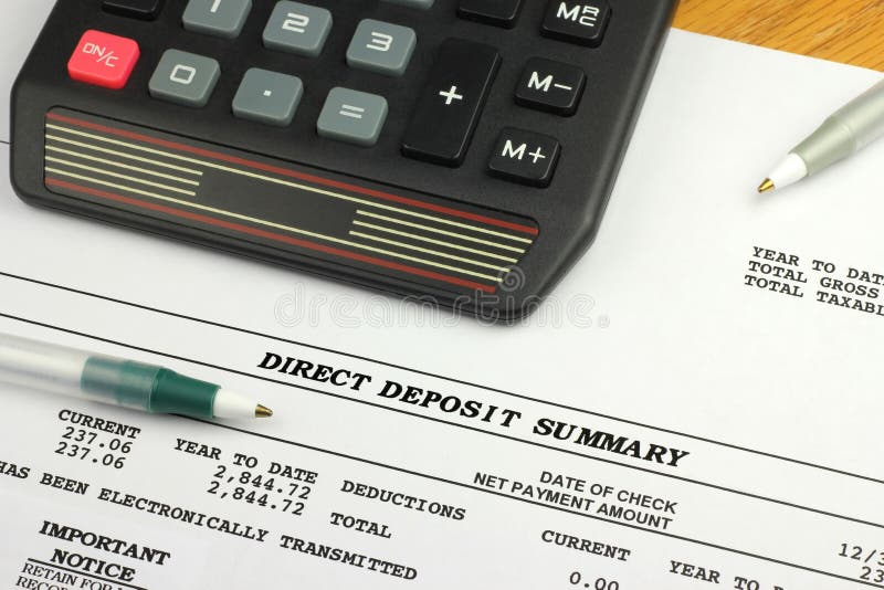 Direct Deposit Summary stock photo Direct Deposit Summary stock photo