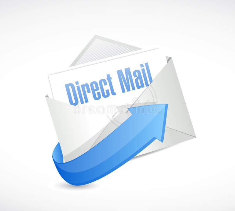 Direct Mail Blue Mailbox with Mails Global Stock Illustration ...