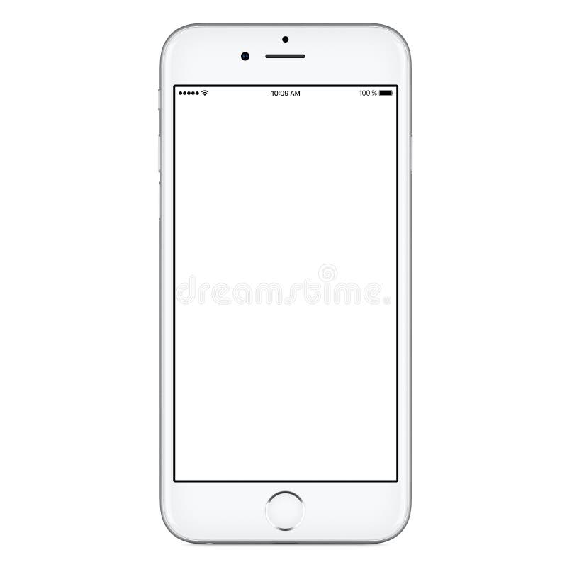 Directe vooraanzicht van een witte smartphone mockup stock foto