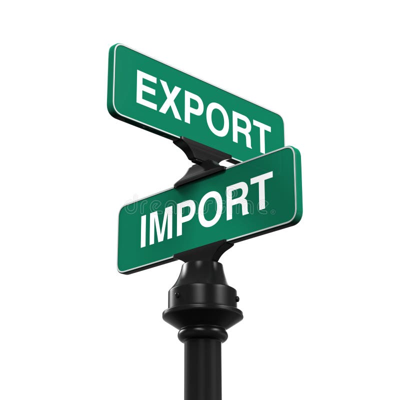 Direction Sign of Export and Import vector illustration Direction Sign of Export and Import vector illustration