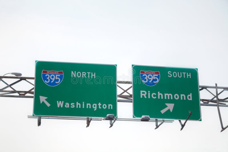 Directions To Washington, DC and Richmond Sign Stock Image Image of