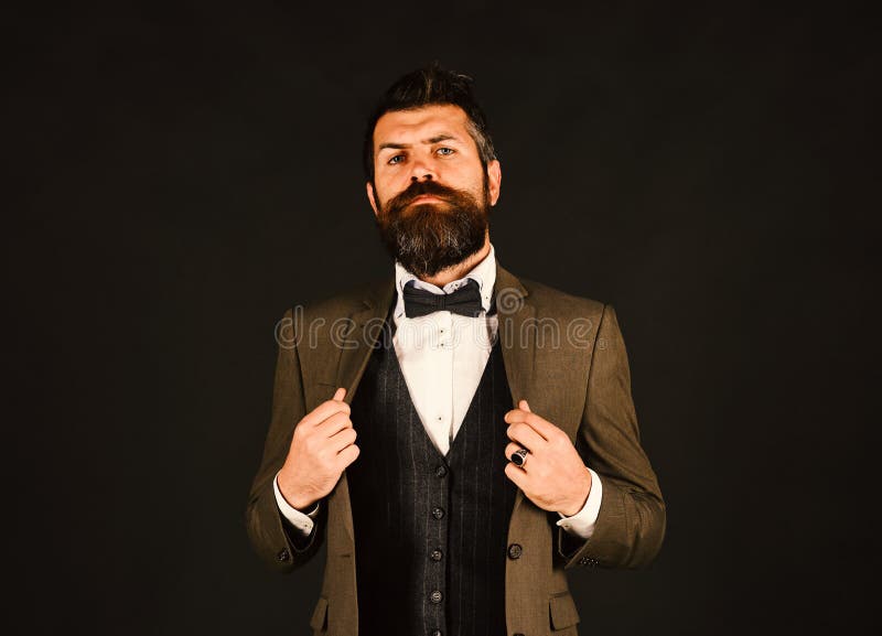 Director or entrepreneur with stylish beard and moustache.. Entrepreneurship and business concept. Businessman with royalty free stock photo Director or entrepreneur with stylish beard and moustache.. Entrepreneurship and business concept. Businessman with royalty free stock photo