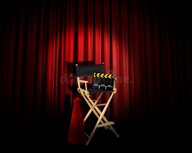 Hollywood Film Director Directing a Movie on Set Stock Vector