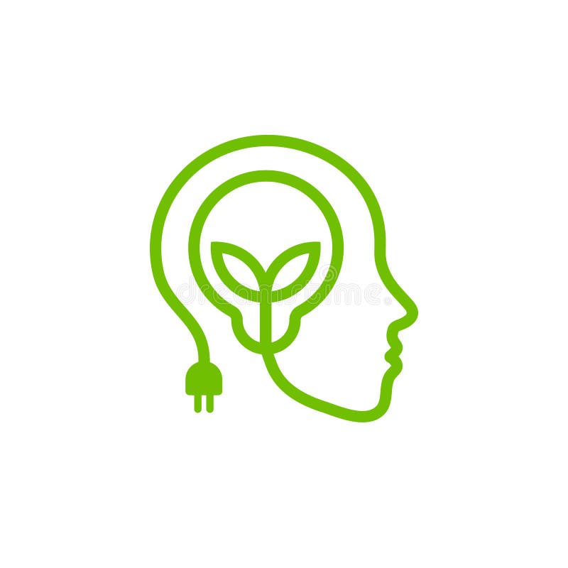Diriga con la lampada e le foglie, logo lineare verde Energia rinnovabile royalty illustrazione gratis Diriga con la lampada e le foglie, logo lineare verde Energia rinnovabile royalty illustrazione gratis