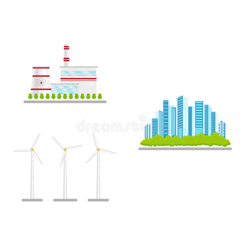 Dirigez l'ensemble plat d'icône d'énergie de substitution renouvelable et illustration stock Dirigez l'ensemble plat d'icône d'énergie de substitution renouvelable et illustration stock