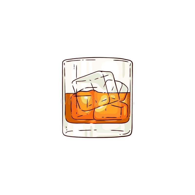 Dirigez l'icône en verre de croquis de whiskey ou de rhum illustration libre de droits Dirigez l'icône en verre de croquis de whiskey ou de rhum illustration libre de droits