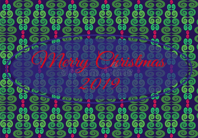 Dirigez l'illustration avec le modèle géométrique de l'arbre de Noël des fleurs vertes, rouges, bleues cadre entral avec le Joyeu illustration stock Dirigez l'illustration avec le modèle géométrique de l'arbre de Noël des fleurs vertes, rouges, bleues cadre entral avec le Joyeu illustration stock