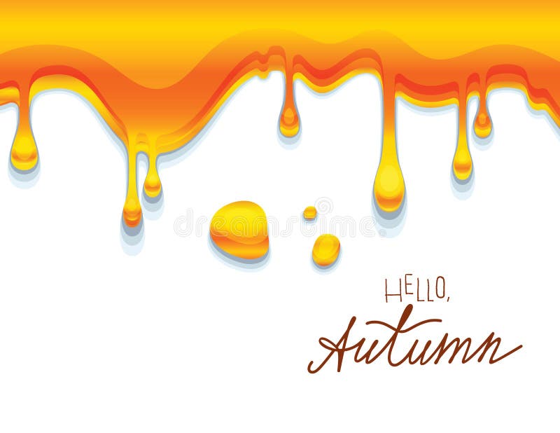 Dirigez l'illustration colorée du miel ambre collant avec bonjour l'inscription d'automne illustration de vecteur Dirigez l'illustration colorée du miel ambre collant avec bonjour l'inscription d'automne illustration de vecteur