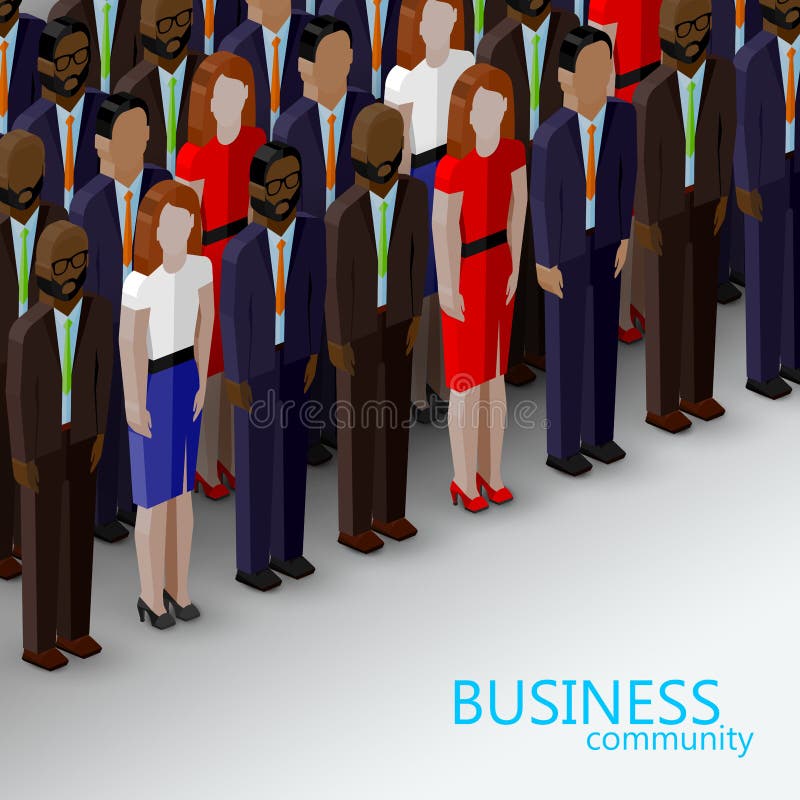 Dirigez l'illustration 3d isométrique de la communauté d'affaires ou de politique