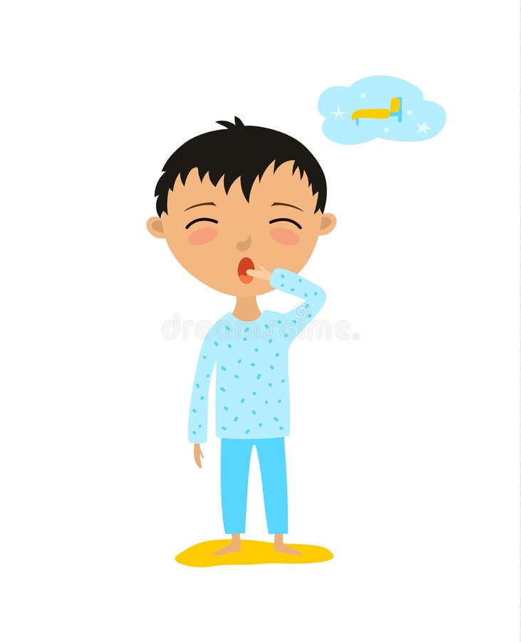 Dirigez L Illustration D Un Enfant Qui Veut Dormir Les Baillements De Garcon Illustration De Vecteur Illustration Du Nourrisson Innocent