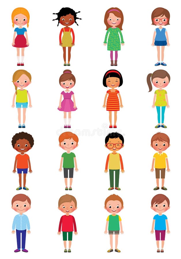 Dirigez l'illustration de bande dessinée d'un ensemble de différentes filles d'enfants et illustration libre de droits Dirigez l'illustration de bande dessinée d'un ensemble de différentes filles d'enfants et illustration libre de droits