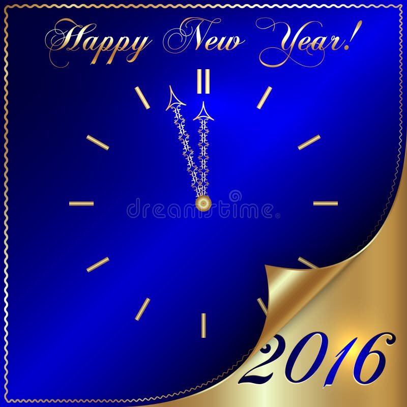 Dirigez l'illustration de l'or et du bleu de la nouvelle année 2016 illustration stock Dirigez l'illustration de l'or et du bleu de la nouvelle année 2016 illustration stock