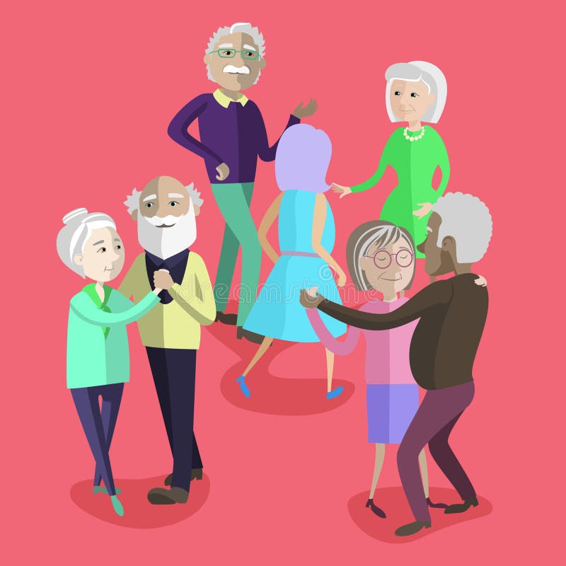 Dirigez l'illustration des personnes âgées dansant à la partie illustration stock Dirigez l'illustration des personnes âgées dansant à la partie illustration stock