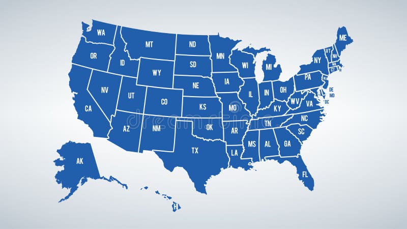 Vector USA colors map with borders of states and shorts name of each states. Vector USA colors map with borders of states and shorts name of each states.