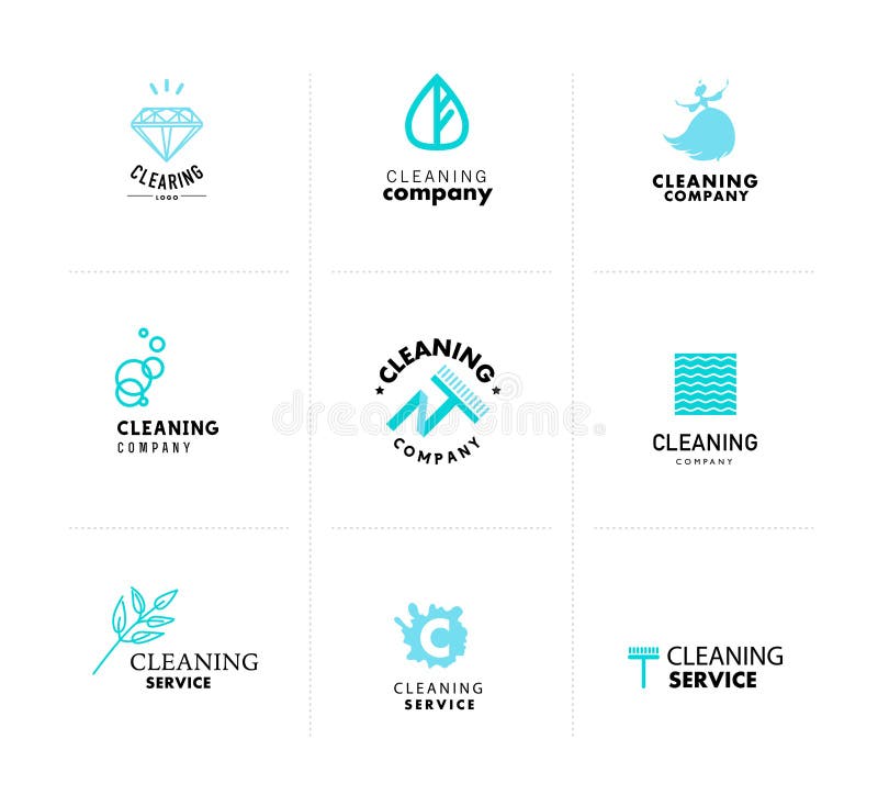 Dirigez la collection du logo plat pour la société de nettoyage