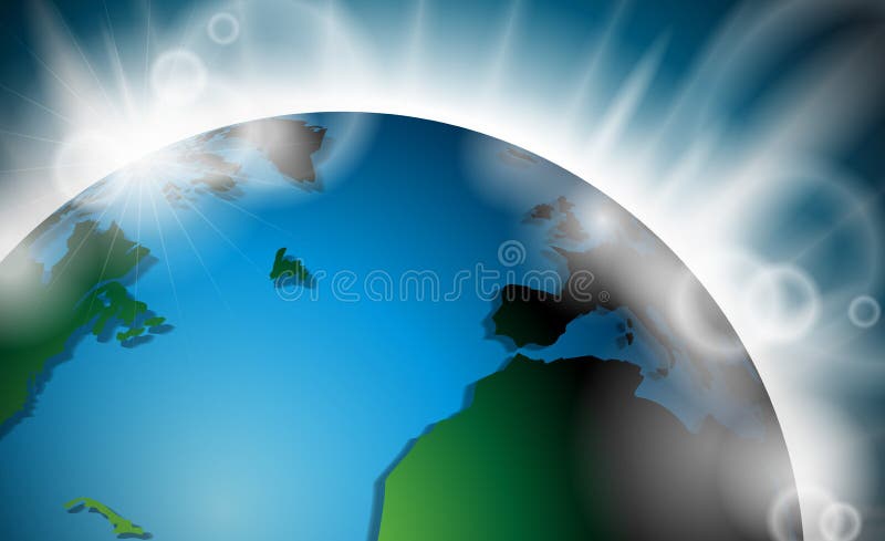 Dirigez la conception avec le lever de soleil de la terre de planète ou l'éclat de la lumière dans l'espace. illustration stock Dirigez la conception avec le lever de soleil de la terre de planète ou l'éclat de la lumière dans l'espace. illustration stock