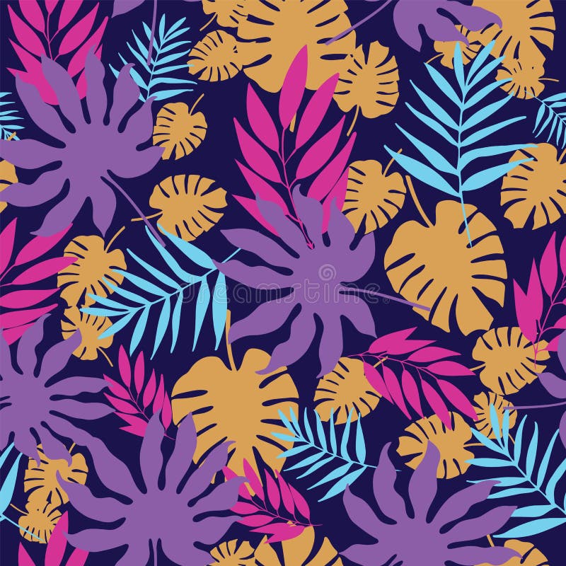 Dirigez la répétition sans couture de modèle de feuilles tropicales colorées illustration de vecteur Dirigez la répétition sans couture de modèle de feuilles tropicales colorées illustration de vecteur