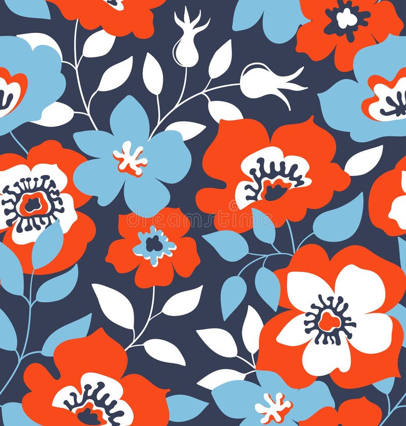 Dirigez le fond sans couture avec les roses sauvages, style de vintage Conception tirée par la main de tissu illustration stock