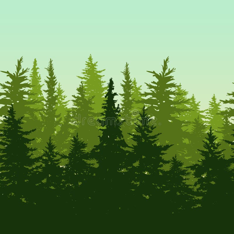 Dirigez le fond sans couture horizontal avec le pin ou le sapin-tre vert illustration de vecteur Dirigez le fond sans couture horizontal avec le pin ou le sapin-tre vert illustration de vecteur