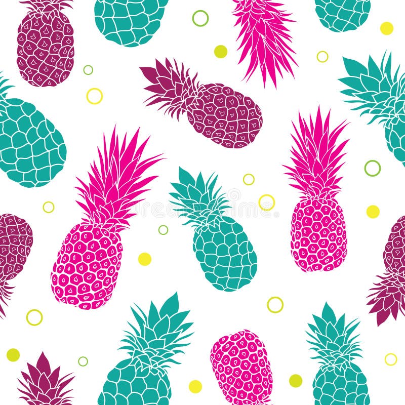 Dirigez le fond sans couture tropical coloré de modèle d'été rose vert d'ananas Grand comme copie de textile, partie