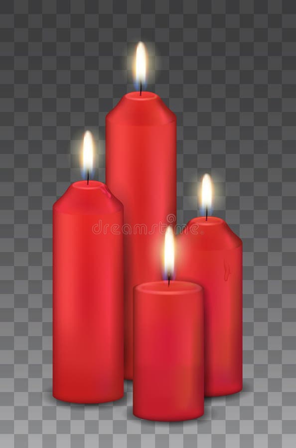 Dirigez le groupe réaliste de quatre bougies brûlantes rouges - avènement, décorations de Noël illustration libre de droits Dirigez le groupe réaliste de quatre bougies brûlantes rouges - avènement, décorations de Noël illustration libre de droits