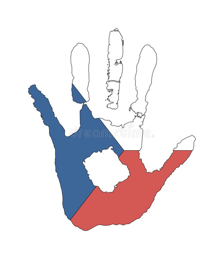 Dirigez le handprint sous forme de drapeau de République Tchèque couleur bleue, blanche, rouge du drapeau illustration de vecteur Dirigez le handprint sous forme de drapeau de République Tchèque couleur bleue, blanche, rouge du drapeau illustration de vecteur