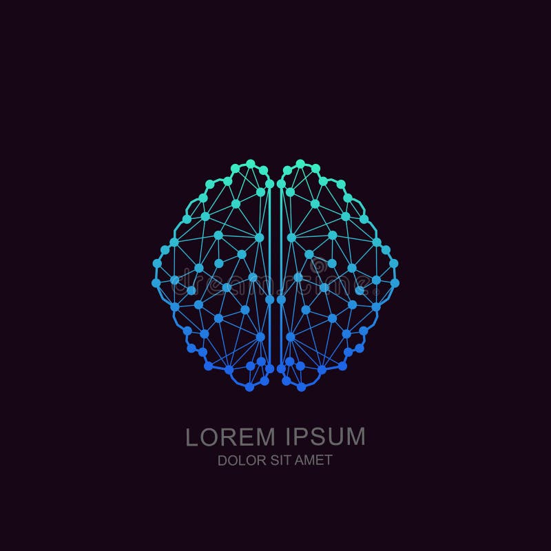 Dirigez le logo de cerveau, icône, conception d'emblème Concept pour les réseaux neurologiques, intelligence artificielle, éducat