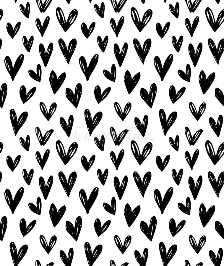 Dirigez le modèle sans couture avec de petits coeurs de noir tiré par la main de griffonnage illustration libre de droits Dirigez le modèle sans couture avec de petits coeurs de noir tiré par la main de griffonnage illustration libre de droits