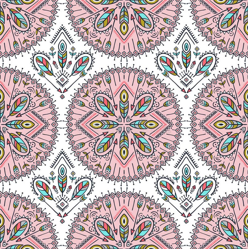 Vector seamless pattern with ethnic arrows, feathers and tribal ornaments. Boho and hippie stylish background. American indian motifs. Vector seamless pattern with ethnic arrows, feathers and tribal ornaments. Boho and hippie stylish background. American indian motifs.