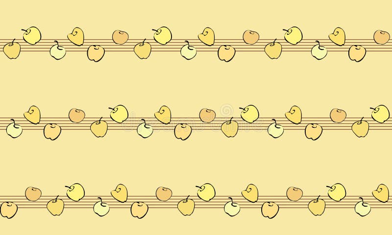 Dirigez le modèle sans couture avec les pommes plates sur un personnel musical illustration de vecteur Dirigez le modèle sans couture avec les pommes plates sur un personnel musical illustration de vecteur