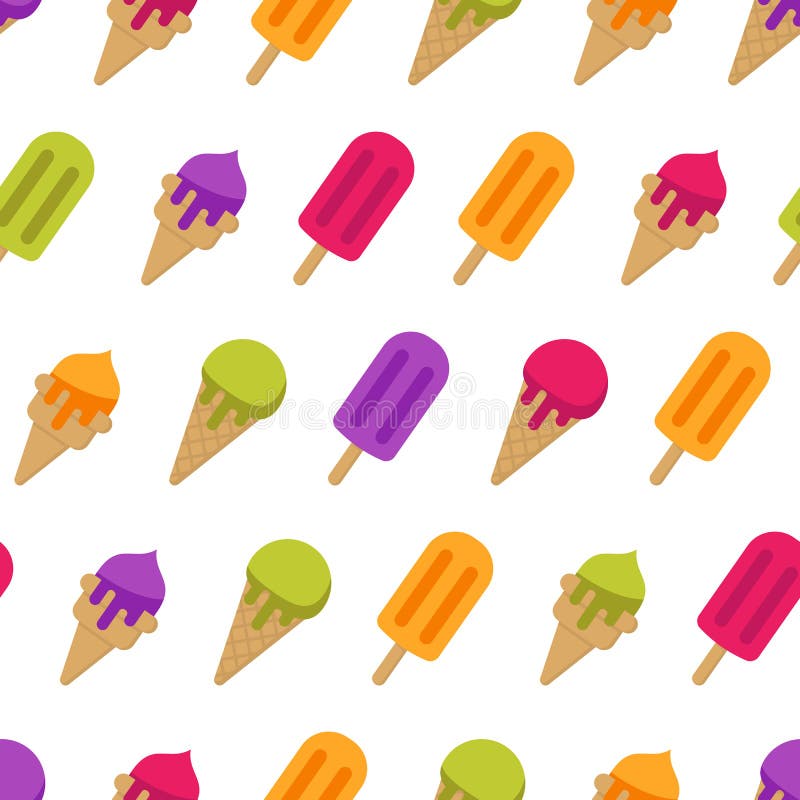 Dirigez le modèle sans couture d'été avec la crème glacée de cônes et l'esquimau colorés illustration stock Dirigez le modèle sans couture d'été avec la crème glacée de cônes et l'esquimau colorés illustration stock