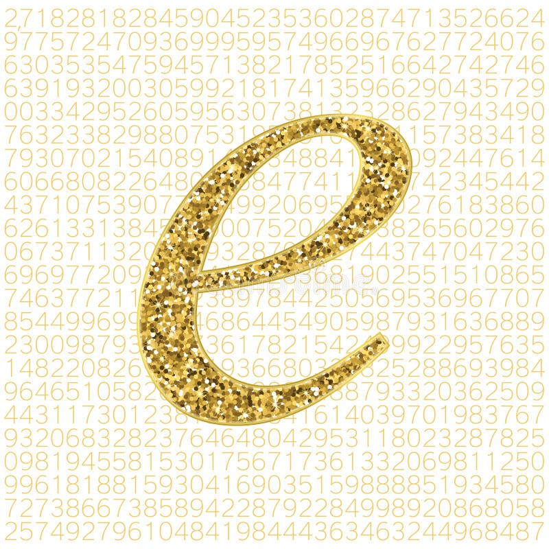 Dirigez le nombre d'or du ` s d'Euler de scintillement sur un fond numérique Constante mathématique, nombre irrationnel décimal illustration de vecteur