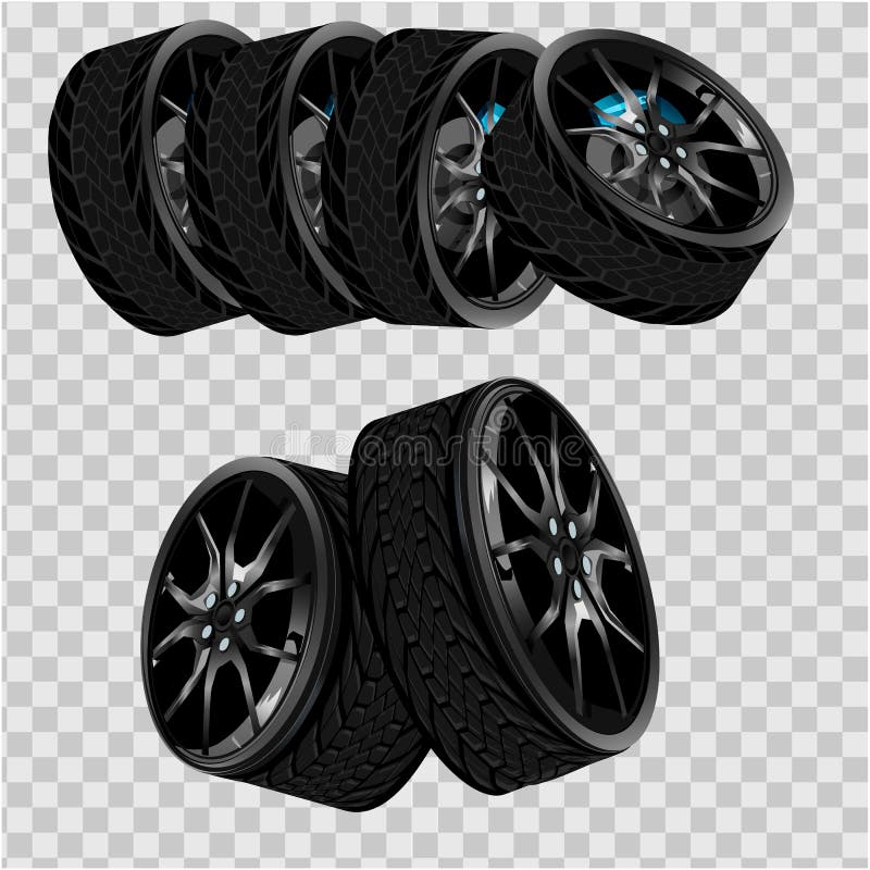 Dirigez le pneu 3d noir réaliste empilé dans la pile, l'acier brillant et la roue en caoutchouc pour la voiture, automobile, d'is illustration stock Dirigez le pneu 3d noir réaliste empilé dans la pile, l'acier brillant et la roue en caoutchouc pour la voiture, automobile, d'is illustration stock