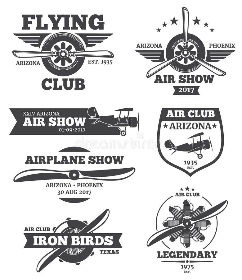 Dirigez les insignes d'aviation, emblèmes de club d'avia, logos d'avion réglés