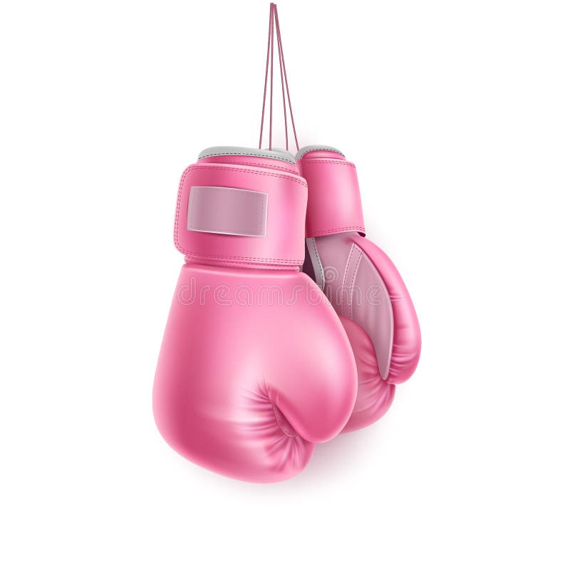 Dirigez les paires roses du gant de boxe sur la dentelle réaliste illustration de vecteur