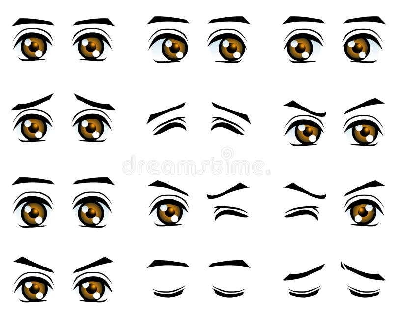 Dirigez les yeux mignons de garçon de bande dessinée dans l'émotion différente illustration stock Dirigez les yeux mignons de garçon de bande dessinée dans l'émotion différente illustration stock