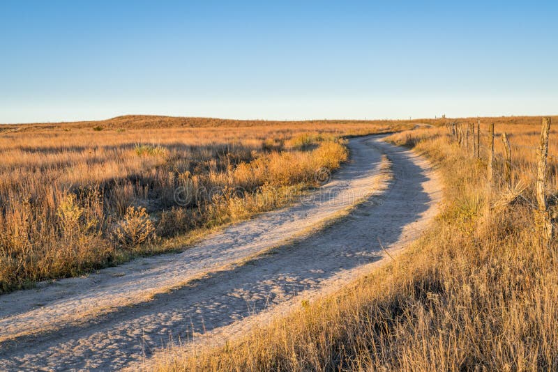 Dirt ranch road in prairie of western Kansas