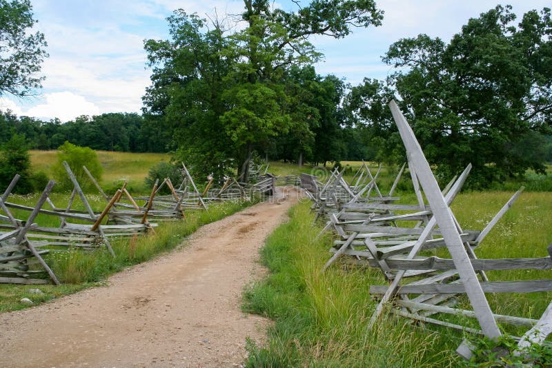 Dirt Road and Fence on the Gettysburg Civil War Battlefield royalty free stock images