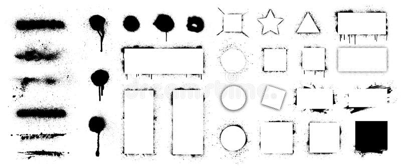 Dirty Artistic Design Elements. Spray Grunge with Frame Border Stock