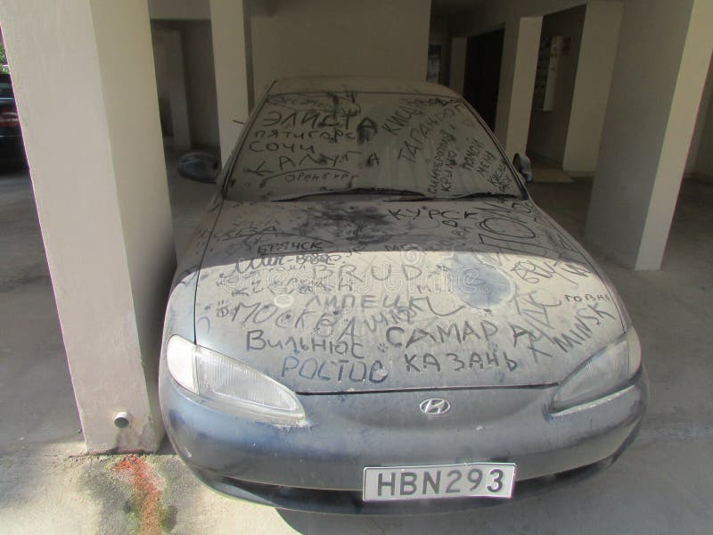 Dirty car next to the hotel for Russian tourists. stock images Dirty car next to the hotel for Russian tourists. stock images