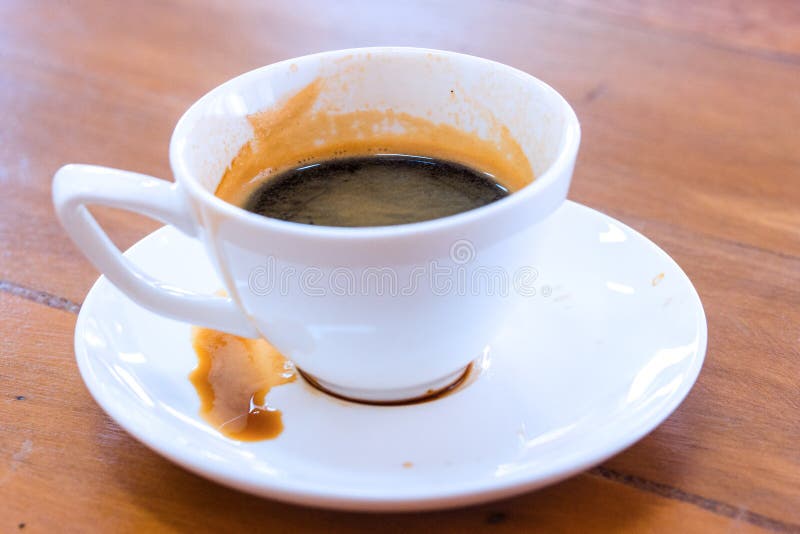 Dirty Cup of Coffee Espresso. Coffee. Stock Photo Image of food