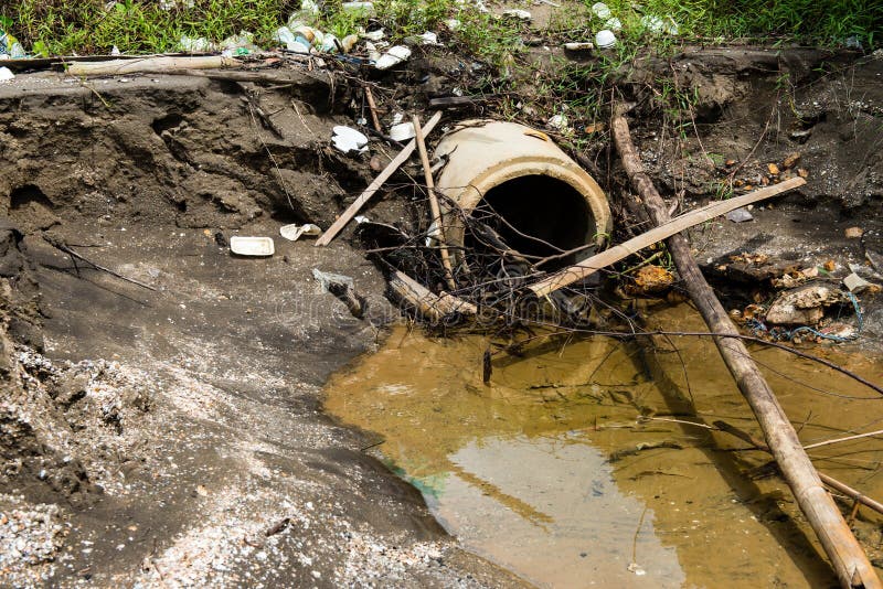 Dirty and Dangerous Sewage Drain Stock Photo Image of beach, pipe