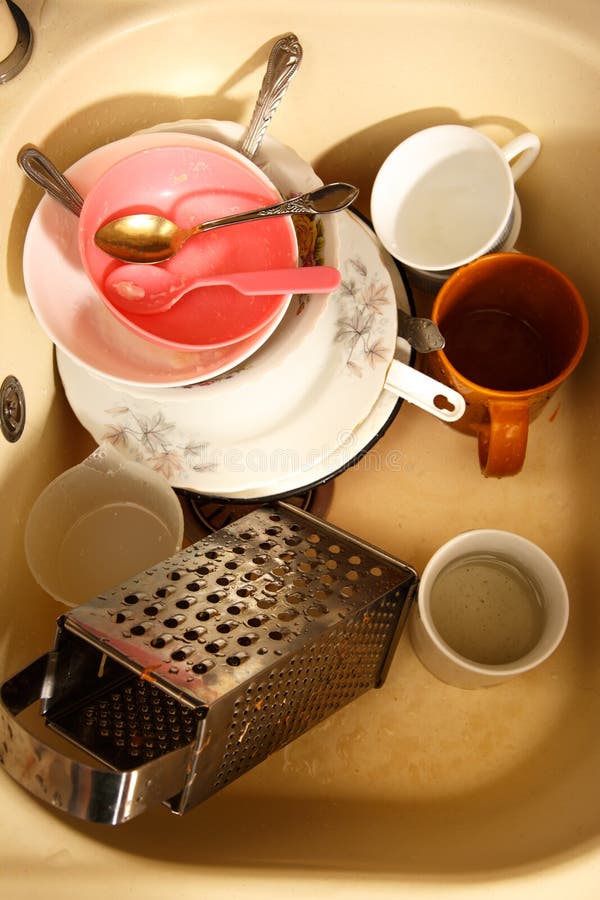 Dirty Dishes in Kitchen Sink Stock Image Image of indoors