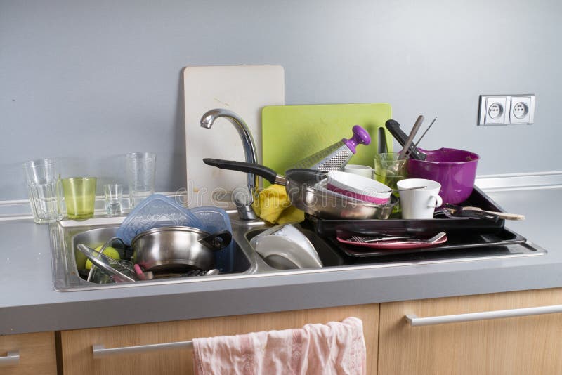 Dirty Dishes in a Kitchen Sink. Stock Image Image of knife, dirty