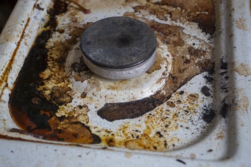 Dirty Gas Burner. the Gas Stove is Dirty. the Stove is Old and Dirty