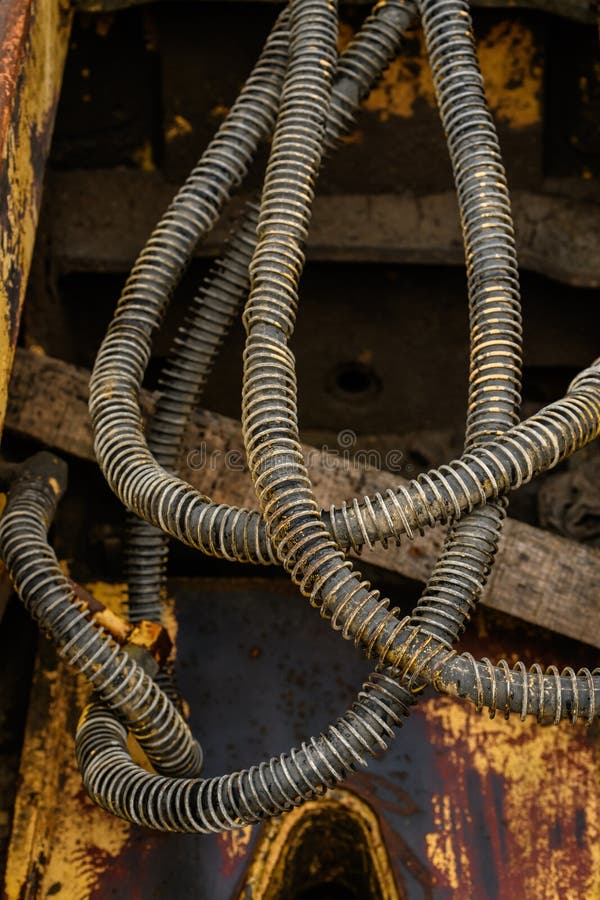 Dirty Hydraulic Hoses of Old Backhoe Stock Photo Image of hydraulic