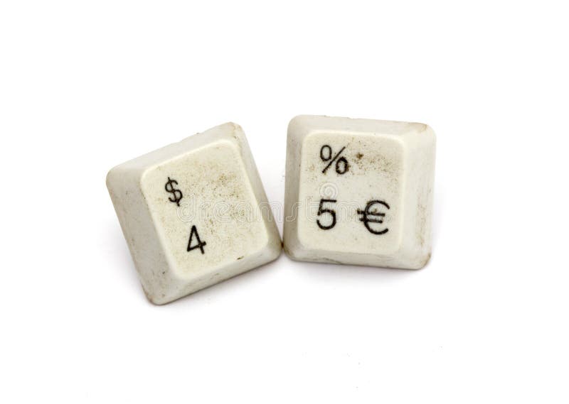 Dirty key from a computer keyboard isolated on a white royalty free stock photography