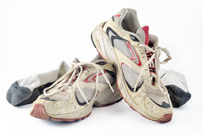 Dirty Old Gym Shoes And Socks. Stock Image - Image of shoelace, socks ...