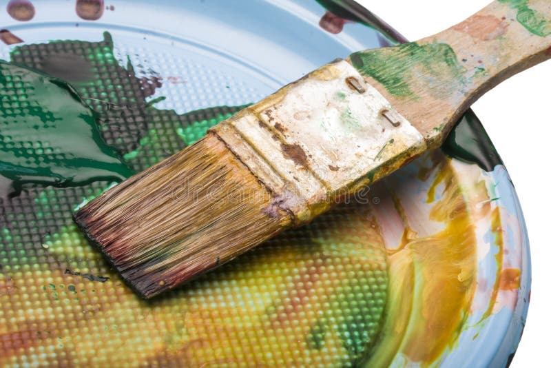 Dirty Paintbrush stock image. Image of blue, paint, brush 27504765
