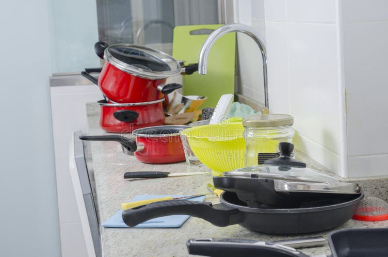 Dirty pan and pots. stock image. Image of bacteria, dirty 59945589